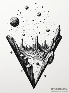 Tattoo sketch an asteroid belt, but the aster... - эскиз тату (№1751054455_0, 27.06.2025 20:00) — Tatufoto.com