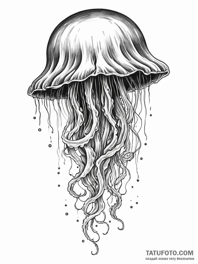 Tattoo sketch a cosmic jellyfish, its bell a... - эскиз тату (№1751054629_0, 27.06.2025 20:03) — Tatufoto.com