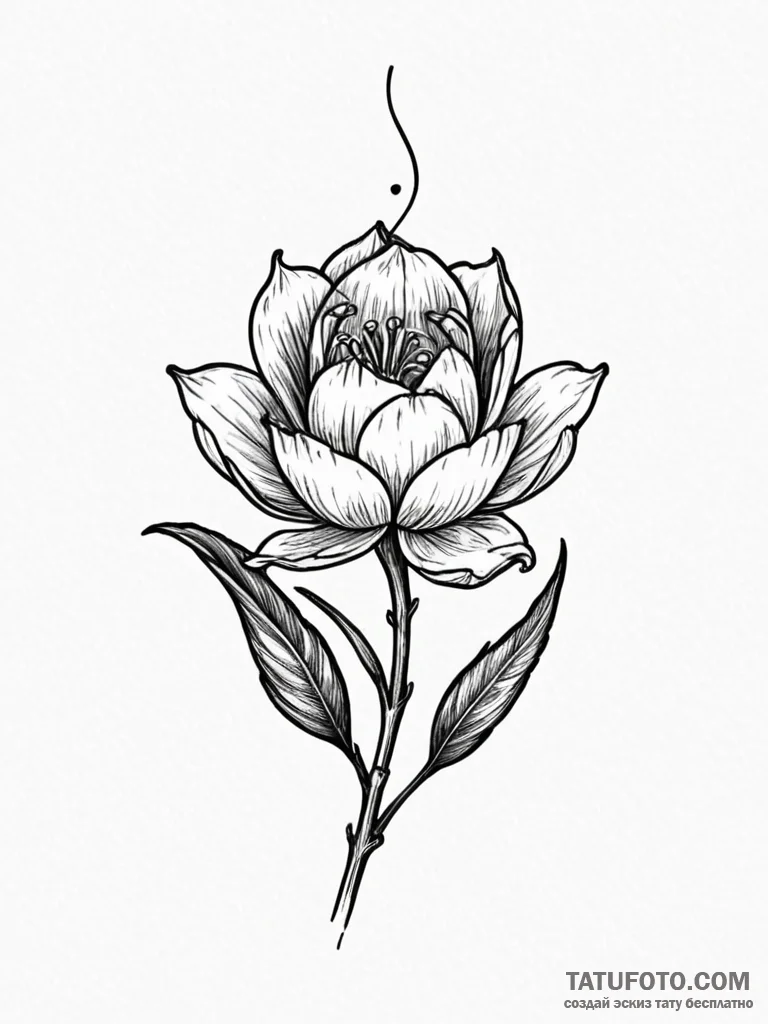 Tattoo sketch a flower bud, with its petals s... - эскиз тату (№1751054848_0, 27.06.2025 20:07) — Tatufoto.com