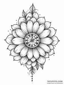 Tattoo design a flower with a clock face at i... - эскиз тату (№1751055204_0, 27.06.2025 20:13) — Tatufoto.com