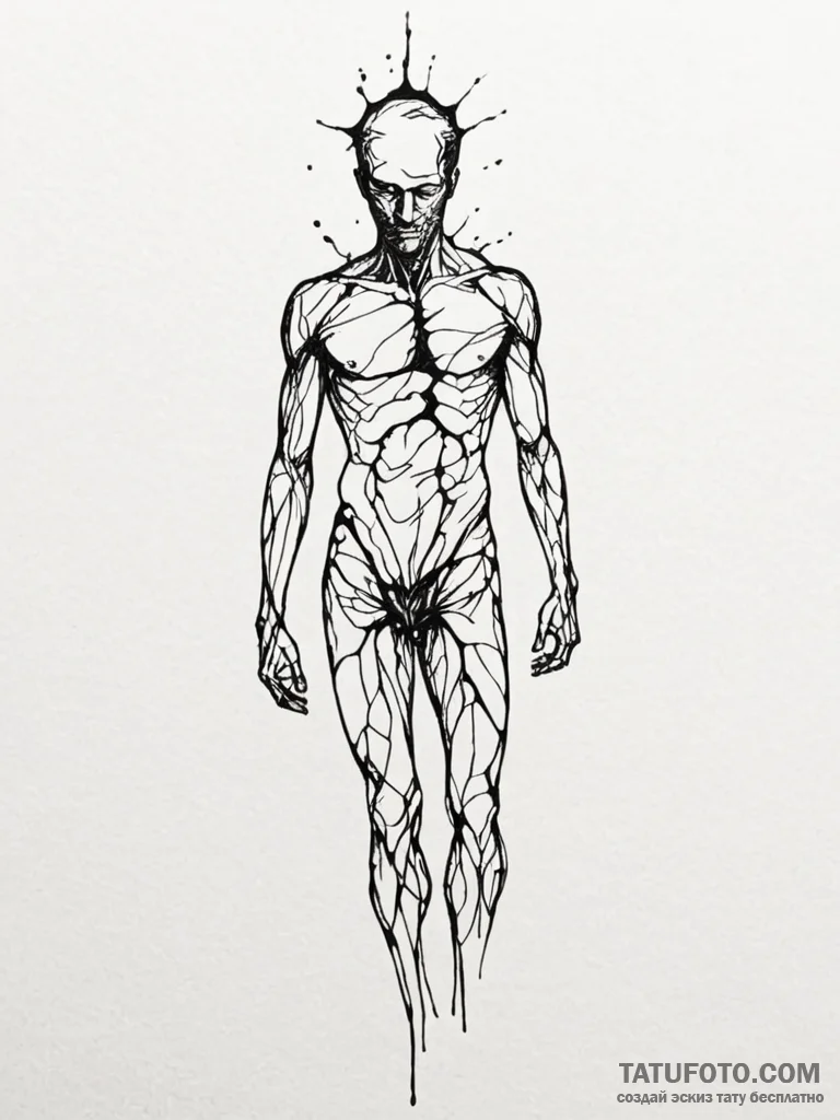 Tattoo sketch a person's silhouette made of g... - эскиз тату (№1751055286_0, 27.06.2025 20:14) — Tatufoto.com