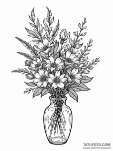 Tattoo sketch a wilted bouquet of flowers in... - эскиз тату (№1751055866_0, 27.06.2025 20:24) — Tatufoto.com