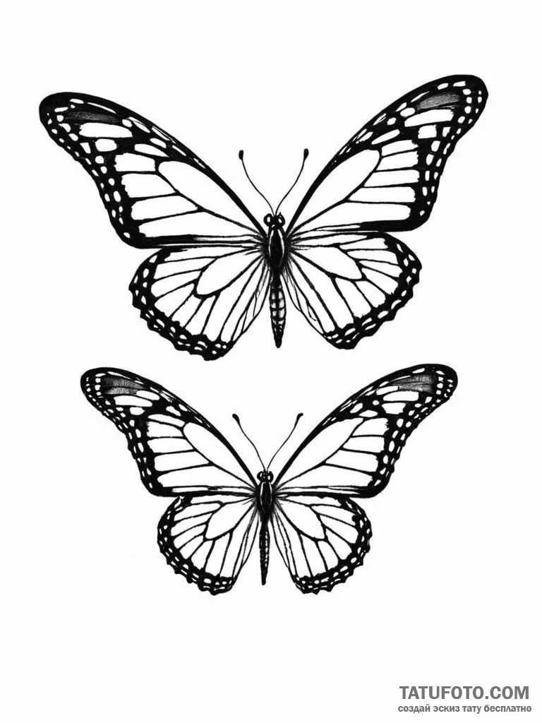 Tattoo sketch a monarch butterfly emerging, w... - эскиз тату (№1751056347_0, 27.06.2025 20:32) — Tatufoto.com