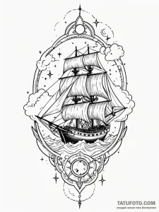 Tattoo design a ship, not sailing on water, b... - эскиз тату (№1751056520_0, 27.06.2025 20:35) — Tatufoto.com