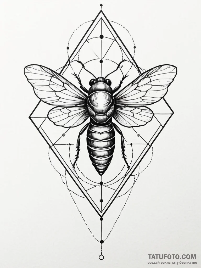 Tattoo sketch a cicada's song visualized as a... - эскиз тату (№1751057008_0, 27.06.2025 20:43) — Tatufoto.com