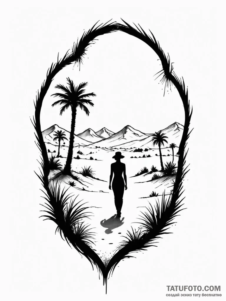 Tattoo sketch a person's silhouette filled wi... - эскиз тату (№1751057160_0, 27.06.2025 20:46) — Tatufoto.com