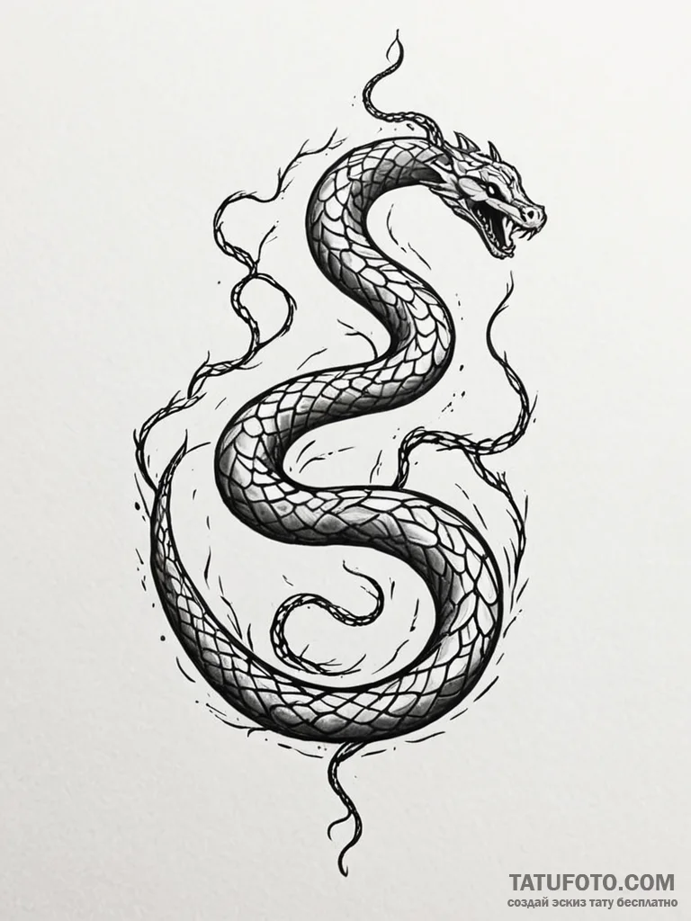 Tattoo design an uroboros serpent, where its... - эскиз тату (№1751057392_0, 27.06.2025 20:49) — Tatufoto.com
