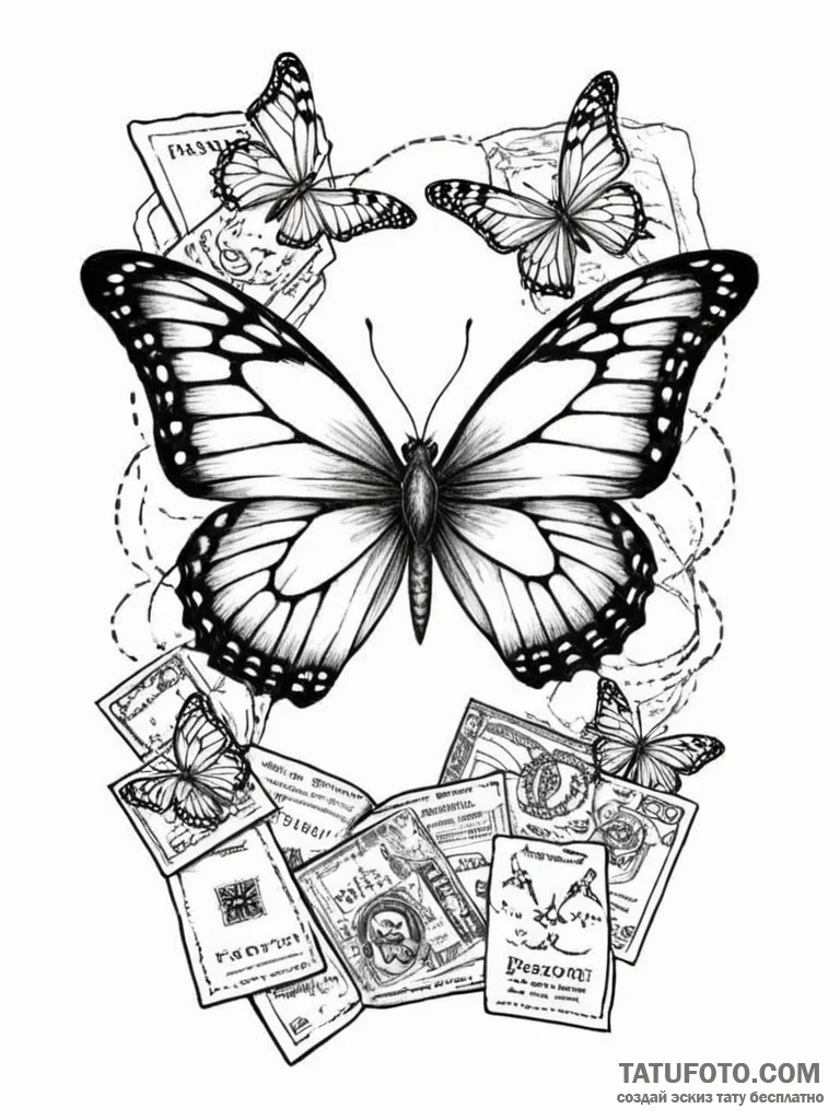 Tattoo design a butterfly with wings that are... - эскиз тату (№1751057490_0, 27.06.2025 20:51) — Tatufoto.com