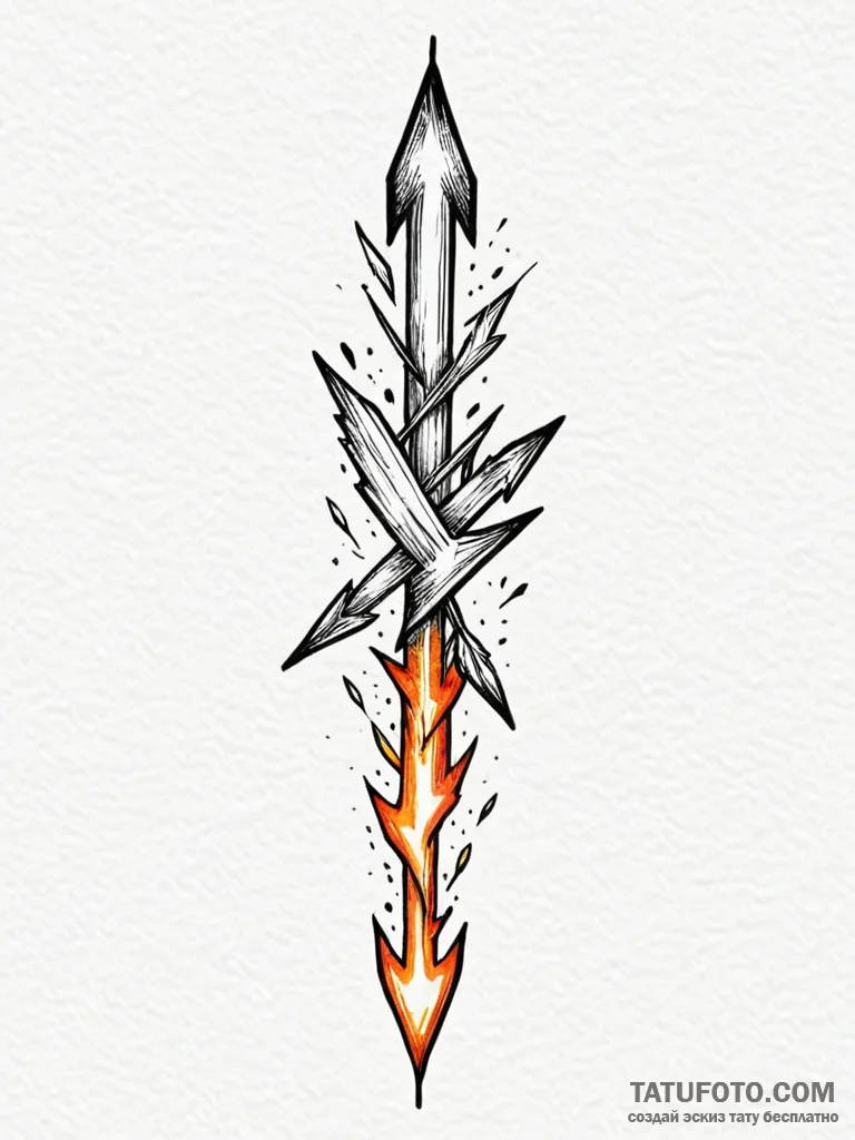 Tattoo sketch a series of arrows all pointing... - эскиз тату (№1751057572_0, 27.06.2025 20:52) — Tatufoto.com
