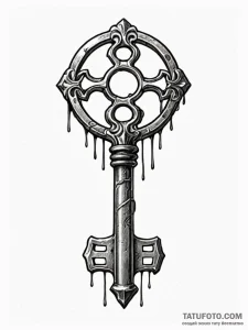 Tattoo design an old, rusty key that is being... - эскиз тату (№1751057922_0, 27.06.2025 20:58) — Tatufoto.com