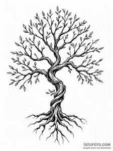Tattoo sketch a tree with its branches spelli... - эскиз тату (№1751058013_0, 27.06.2025 21:00) — Tatufoto.com