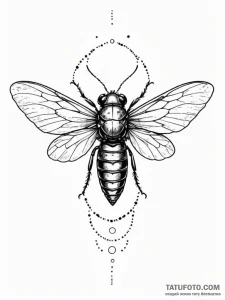 Tattoo design a cicada with its transparent w... - эскиз тату (№1751058175_0, 27.06.2025 21:02) — Tatufoto.com