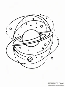 Tattoo design a planet with rings that are ac... - эскиз тату (№1751058365_0, 27.06.2025 21:06) — Tatufoto.com