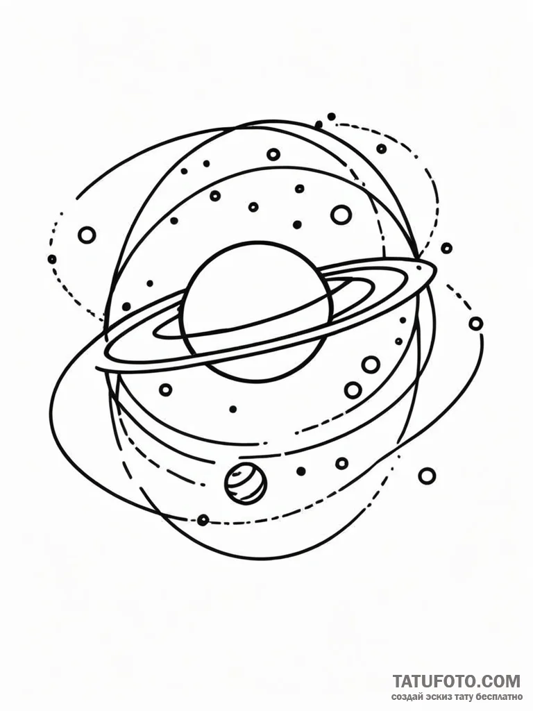 Tattoo design a planet with rings that are ac... - эскиз тату (№1751058365_0, 27.06.2025 21:06) — Tatufoto.com