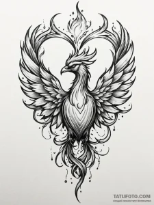 Tattoo sketch a phoenix's heart, a glowing em... - эскиз тату (№1751059849_0, 27.06.2025 21:30) — Tatufoto.com