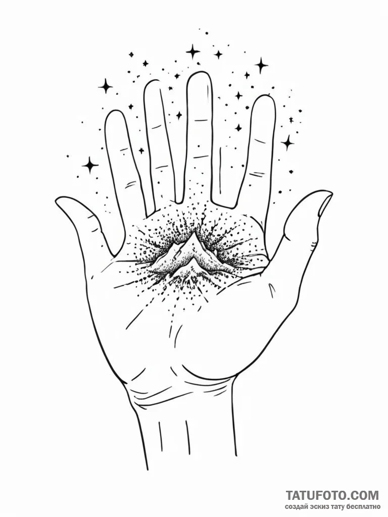 Tattoo sketch a human hand scattering a handf... - эскиз тату (№1751060014_0, 27.06.2025 21:33) — Tatufoto.com