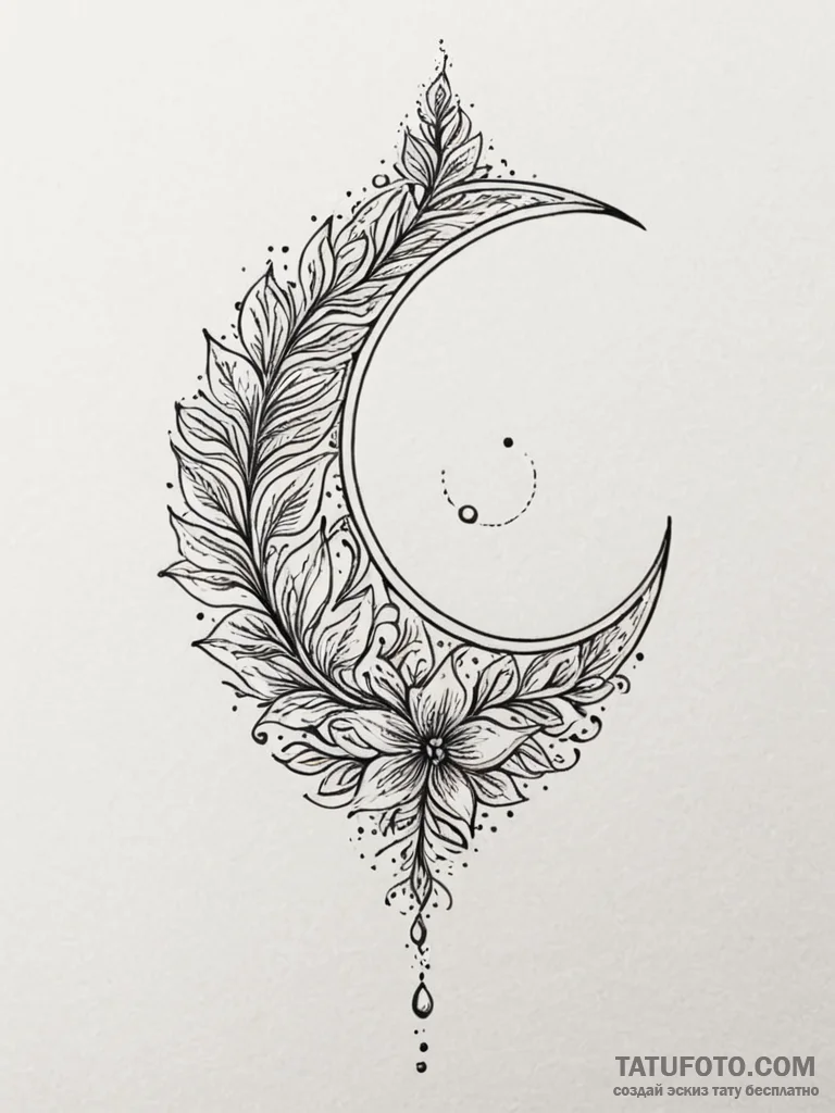 Tattoo design a single, dark, new moon, but i... - эскиз тату (№1751060178_0, 27.06.2025 21:36) — Tatufoto.com
