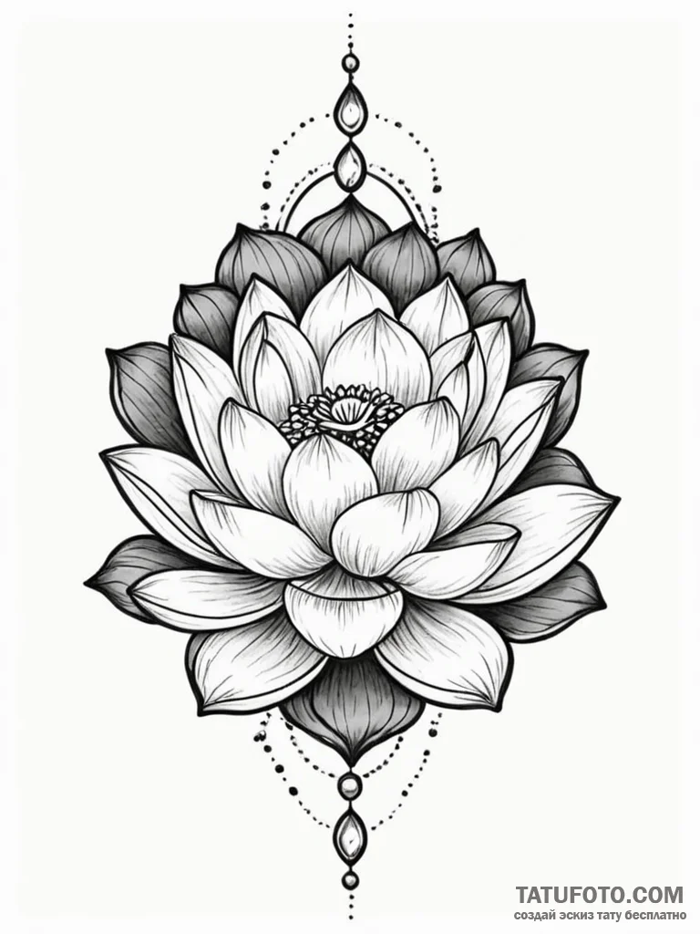 Tattoo sketch a lotus flower with its petals... - эскиз тату (№1751060355_0, 27.06.2025 21:39) — Tatufoto.com