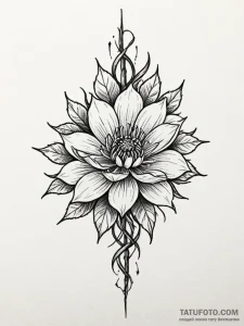Tattoo sketch a flower with petals made of sh... - эскиз тату (№1751060603_0, 27.06.2025 21:43) — Tatufoto.com