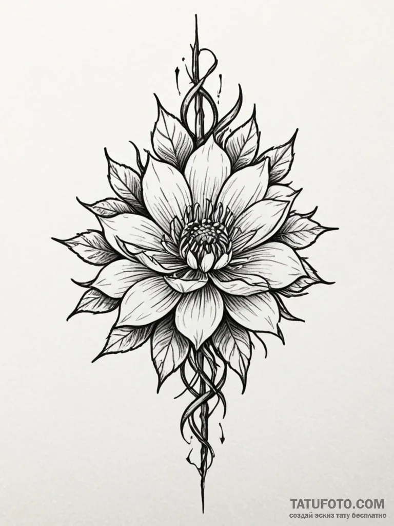 Tattoo sketch a flower with petals made of sh... - эскиз тату (№1751060603_0, 27.06.2025 21:43) — Tatufoto.com