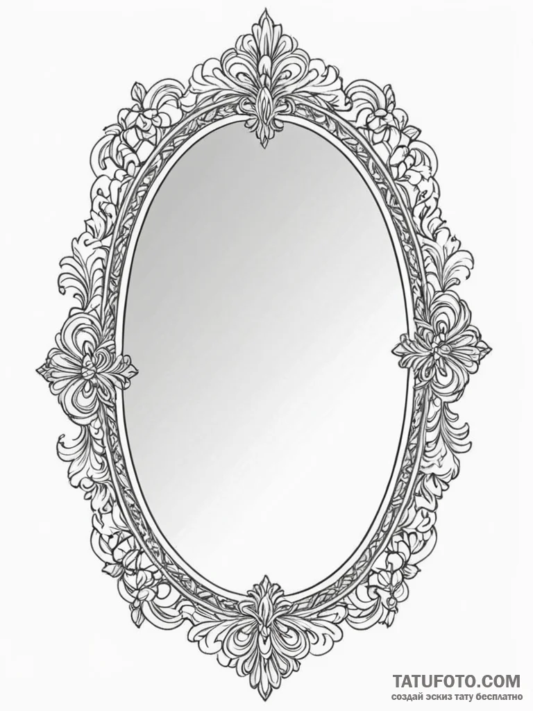 Tattoo design a beautiful, ornate mirror fram... - эскиз тату (№1751060690_0, 27.06.2025 21:44) — Tatufoto.com