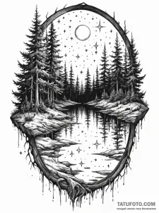 Tattoo design a forest scene where the ground... - эскиз тату (№1751060771_0, 27.06.2025 21:46) — Tatufoto.com