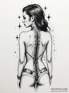 Tattoo design a woman's back with a zipper ta... - эскиз тату (№1751061166_0, 27.06.2025 21:52) — Tatufoto.com