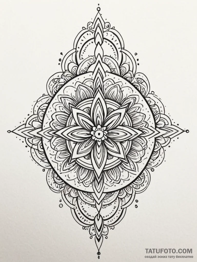Tattoo design a complex, symmetrical pattern... - эскиз тату (№1751061242_0, 27.06.2025 21:54) — Tatufoto.com