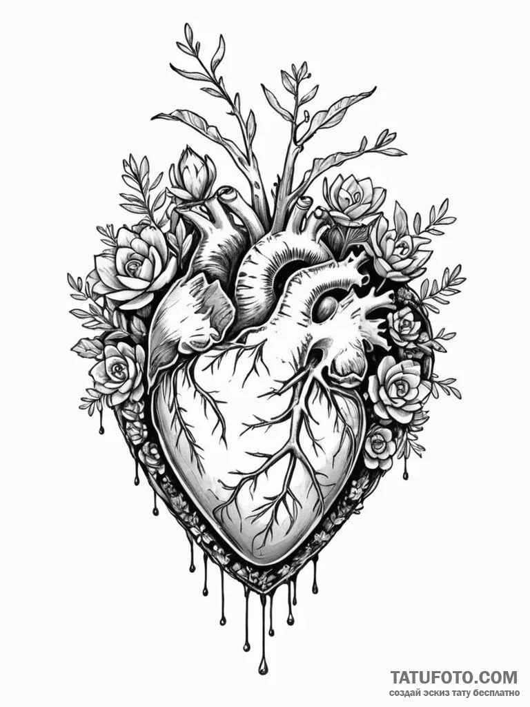 Tattoo sketch a terrarium in the shape of a h... - эскиз тату (№1751061493_0, 27.06.2025 21:58) — Tatufoto.com