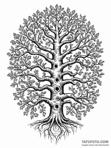 Tattoo design a powerful oak tree, its branch... - эскиз тату (№1751061588_0, 27.06.2025 21:59) — Tatufoto.com