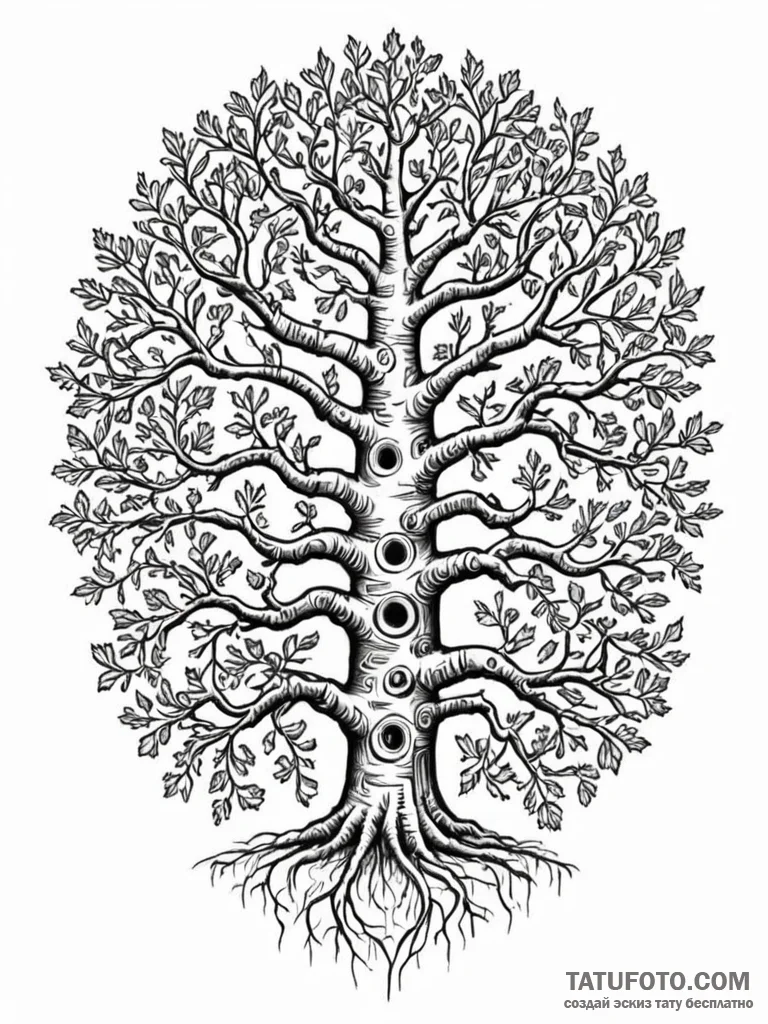 Tattoo design a powerful oak tree, its branch... - эскиз тату (№1751061588_0, 27.06.2025 21:59) — Tatufoto.com