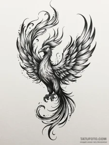 Tattoo design a phoenix transforming into a c... - эскиз тату (№1751061674_0, 27.06.2025 22:01) — Tatufoto.com