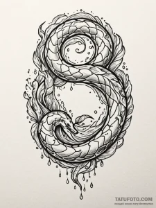 Tattoo design an uroboros serpent made of flo... - эскиз тату (№1751061760_0, 27.06.2025 22:02) — Tatufoto.com