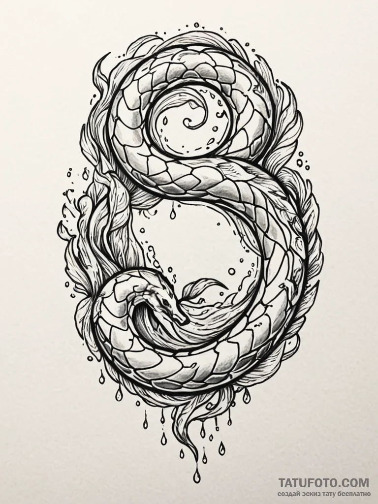 Tattoo design an uroboros serpent made of flo... - эскиз тату (№1751061760_0, 27.06.2025 22:02) — Tatufoto.com