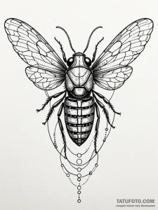 Tattoo design a cicada with a glowing, intric... - эскиз тату (№1751061936_0, 27.06.2025 22:05) — Tatufoto.com