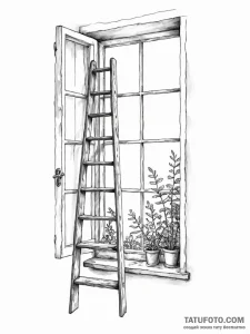 Tattoo sketch a single, open window with a la... - эскиз тату (№1751062124_0, 27.06.2025 22:08) — Tatufoto.com