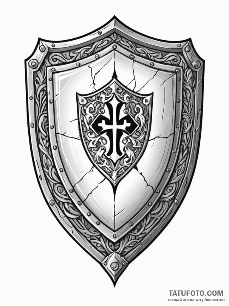 Tattoo design a detailed medieval shield with... - эскиз тату (№1751062526_0, 27.06.2025 22:15) — Tatufoto.com