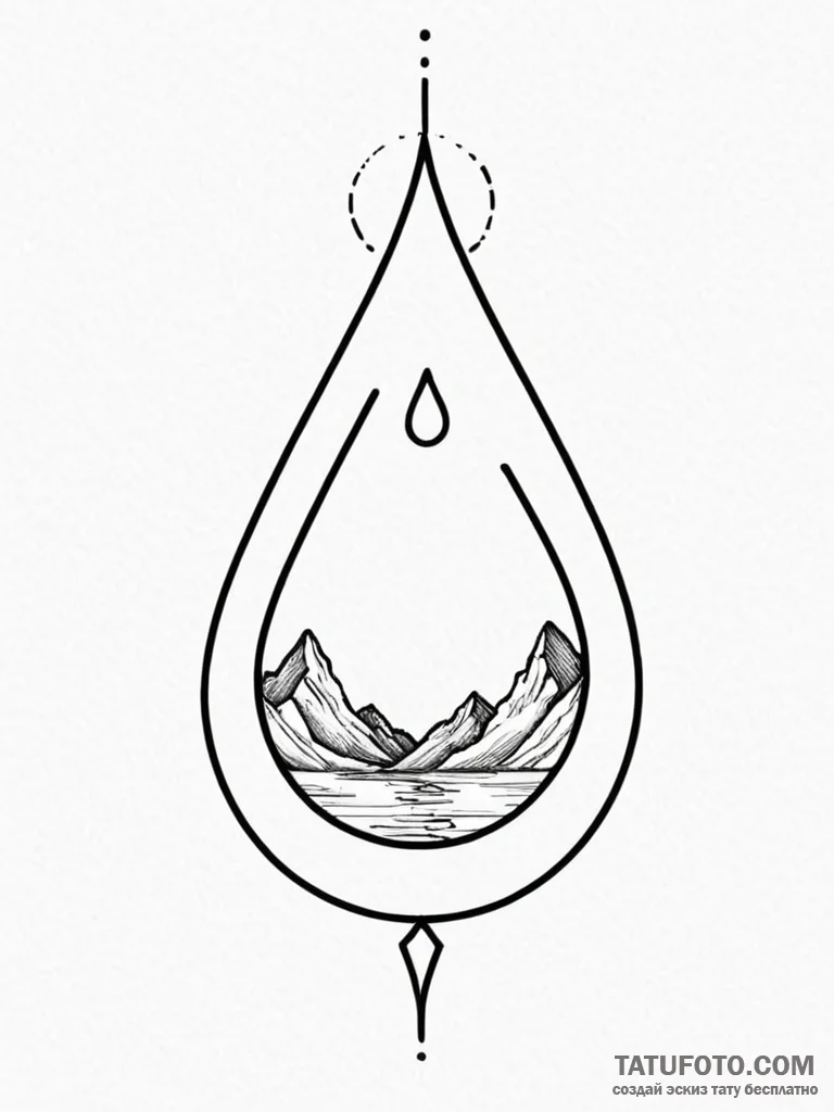Tattoo sketch a single, perfectly formed tear... - эскиз тату (№1751062605_0, 27.06.2025 22:16) — Tatufoto.com