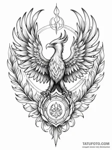 Tattoo sketch a 'phoenix' rising from a famil... - эскиз тату (№1751062864_0, 27.06.2025 22:21) — Tatufoto.com