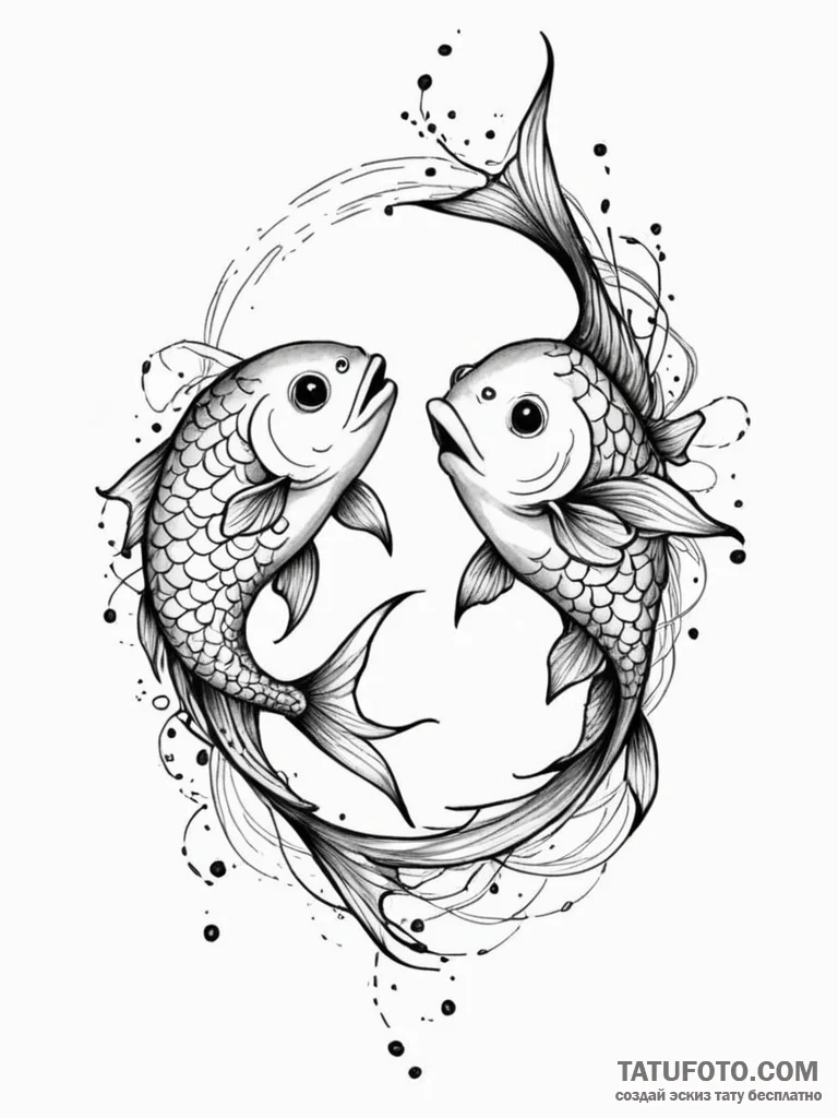 Tattoo design pisces fish, one in blackwork,... - эскиз тату (№1751063255_0, 27.06.2025 22:27) — Tatufoto.com