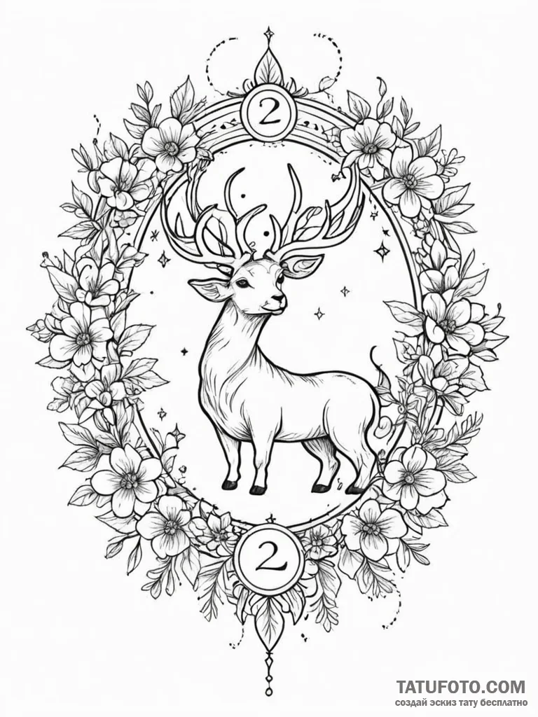 Tattoo design a minimalist outline of a zodia... - эскиз тату (№1751063593_0, 27.06.2025 22:33) — Tatufoto.com