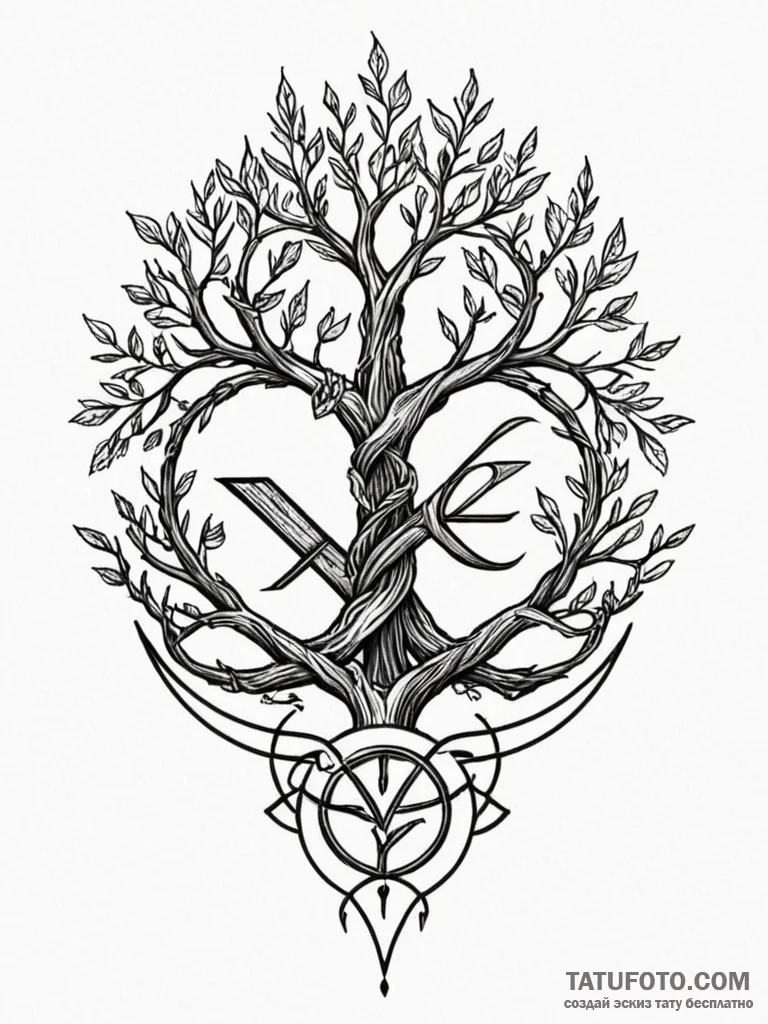 110. tattoo sketch: "yest" rune intertwined w... - эскиз тату (№1751063693_0, 27.06.2025 22:34) — Tatufoto.com