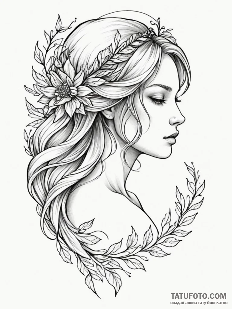 Tattoo design a virgo maiden's profile hidden... - эскиз тату (№1751063926_0, 27.06.2025 22:38) — Tatufoto.com