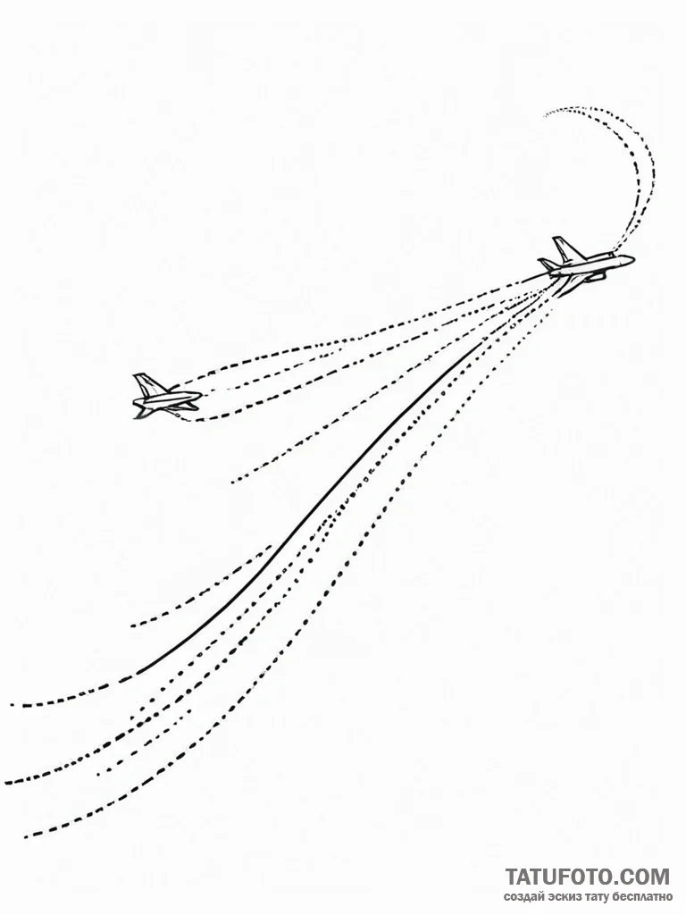 A close-up of the condensation trail left by... - эскиз тату (№1751064365_0, 27.06.2025 22:46) — Tatufoto.com