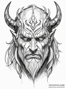 Tattoo design: a portrait of svarog, his face... - эскиз тату (№1751064619_0, 27.06.2025 22:50) — Tatufoto.com