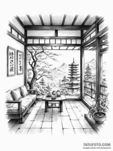 The interior of a traditional japanese tea ho... - эскиз тату (№1751065206_0, 27.06.2025 23:00) — Tatufoto.com
