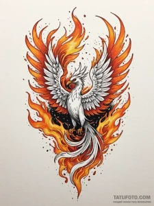Tattoo design a phoenix rising from abstract... - эскиз тату (№1751065291_0, 27.06.2025 23:01) — Tatufoto.com