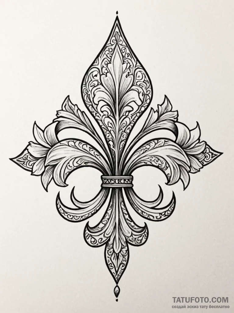 Tattoo sketch a classic 'fleur-de-lis' with a... - эскиз тату (№1751065549_0, 27.06.2025 23:05) — Tatufoto.com