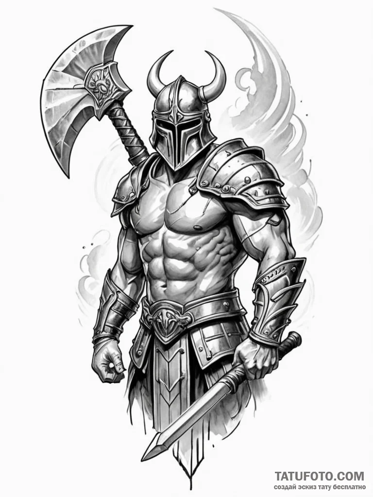 Tattoo design a gladiator's armored arm with... - эскиз тату (№1751066130_0, 27.06.2025 23:15) — Tatufoto.com
