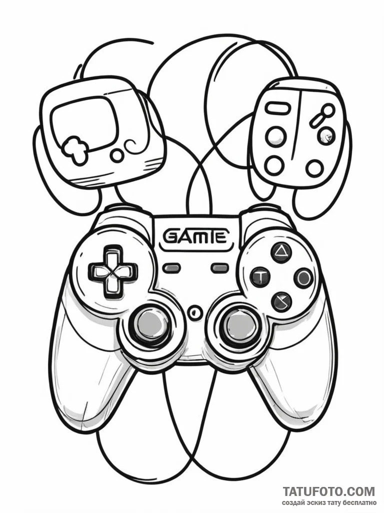 Tattoo design a 'game controller' on one, a '... - эскиз тату (№1751066225_0, 27.06.2025 23:17) — Tatufoto.com